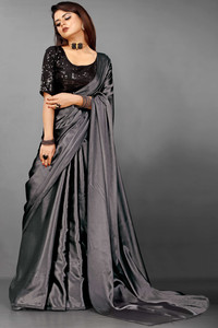 Rashiklal & Co. Solid/Plain Bollywood Crepe, Satin Saree