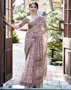 SIRIL Digital Print Bollywood Linen Saree
