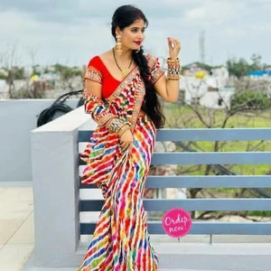 SAKHA DESIGNER Printed Leheria Georgette Saree