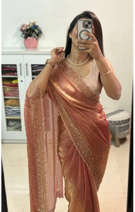 Hartik Fashion Self Design, Solid/Plain Bollywood Net, Silk Blend Saree