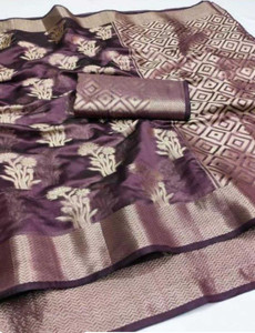 GINNYPRINTS Floral Print Banarasi Organza Saree