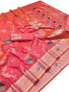 Ratnavali Self Design Banarasi Silk Blend, Art Silk Saree