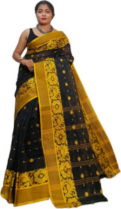 SABITA CUSTOMERY Woven, Color Block Tant Chanderi, Pure Cotton Saree