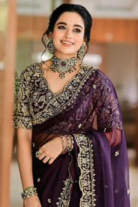 KanjiQueen Embellished, Embroidered Banarasi Georgette, Silk Blend Saree