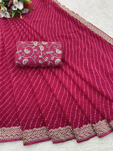 RHG Fashion Embroidered Bandhani Georgette Saree