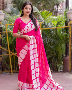 Shiv Clothing Printed Ikkat Pure Cotton Saree