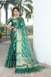 FINE WEAR सेल्फ डिज़ाइन कांजीवरम ओर्गेंज़ा साड़ी