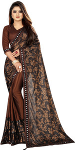 VIVIATRENDZ Printed Bollywood Lycra Blend Saree