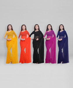 kashvi sarees Solid/Plain Bollywood Georgette Saree