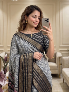 R R FAB Printed Banarasi Chiffon, Georgette Saree