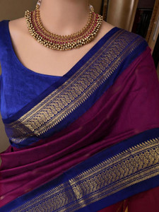 KanjiQueen Woven Kanjivaram Silk Blend Saree