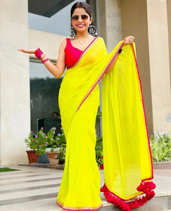 Labheshwari Solid/Plain Daily Wear Georgette Saree