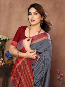 NJVJ Woven Banarasi Cotton Silk Saree