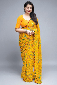 Shatrunjaya Printed Kalamkari Chiffon Saree