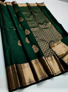 NOTABILIA Woven, Geometric Print, Floral Print Kanjivaram Art Silk, Cotton Silk Saree