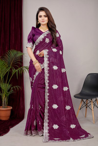 b bella creation Self Design, Embroidered Bollywood Tissue, Supernet Saree