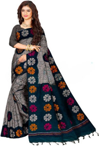 Joyguru Textile प्रिंटेड हैंडलूम कॉटन ब्लेंड साड़ी