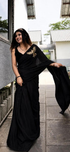 sadala culture Embroidered Bollywood Art Silk Saree