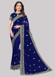 Disha Fashion Embroidered Banarasi Georgette Saree