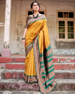 WOMENELEGENCE Woven Kanjivaram Pure Silk Saree