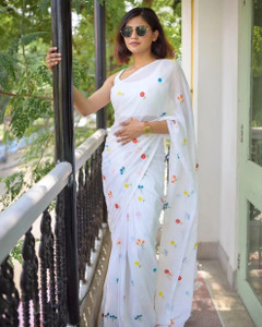 DHRITI Embroidered Handloom Pure Cotton Saree