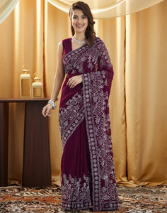 Samah Embellished, Self Design Bollywood Georgette Saree