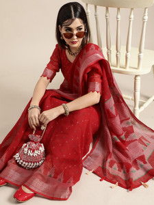 Sareemall Printed Tant Linen Saree