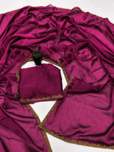 GRUHNAREE Solid/Plain Bollywood Art Silk Saree