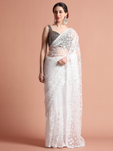 Jaipur Kurti Embroidered Bollywood Net Saree
