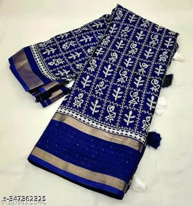 Sitanjali Lifestyle Floral Print Chanderi Cotton Blend Saree