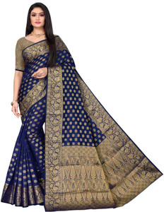 ALAGINI Woven Banarasi Cotton Silk Saree