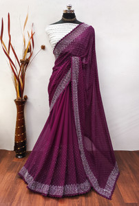 MM VENTURE Embroidered Bollywood Georgette Saree