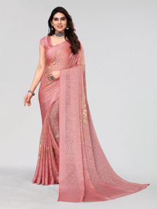 Winza Designer Floral Print, Woven, Printed Daily Wear Chiffon, Brasso Saree