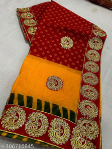 KRISHNA NX Printed Bandhani Pure Cotton Saree