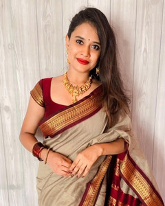 Octa Apparel Solid/Plain Maheshwari Cotton Silk Saree