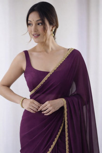 Tokyo Fashion Solid/Plain Daily Wear Georgette Saree