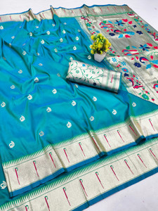 Ratnavali Woven Paithani Silk Blend, Art Silk Saree