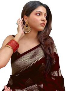 Pervas Woven Banarasi Silk Blend, Cotton Silk Saree