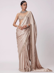 Peachmode Embellished Bollywood Satin Saree