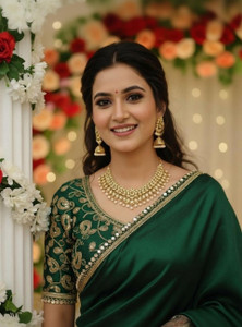 BRAHMSHAKTI Embroidered Bollywood Silk Blend Saree