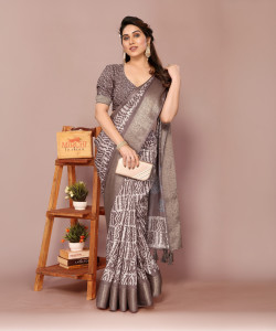 MIRCHI FASHION Printed, Embellished Hand Batik Cotton Silk, Silk Blend Saree