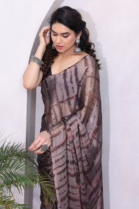 MIRCHI FASHION Printed, Striped Leheria Chiffon, Georgette Saree