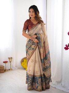 DHAYNAAND REEWA FASHION Digital Print Kalamkari Linen Saree