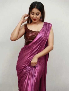 fiorrifab Solid/Plain Bollywood Lycra Blend Saree