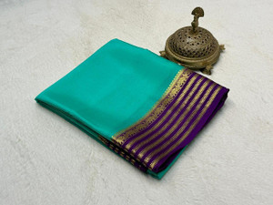 shreesilkmills Solid/Plain, Striped, Woven, Temple Border Mysore Crepe Saree