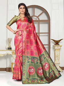 Perfect Wear Woven Patola Cotton Silk, Jacquard Saree