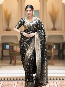 Bansari Textiles Printed, Self Design, Paisley, Woven, Embellished, Applique Kanjivaram Jacquard, Art Silk Saree