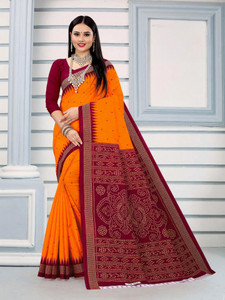 ETHNIC ODISHA HANDLOOM Printed Sambalpuri Pure Cotton Saree