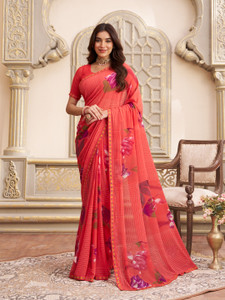 Laxmipati sarees प्रिंटेड डेली वियर जोर्जेट साड़ी
