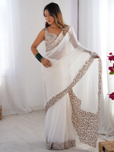 Sareemall Embroidered Bollywood Chiffon Saree